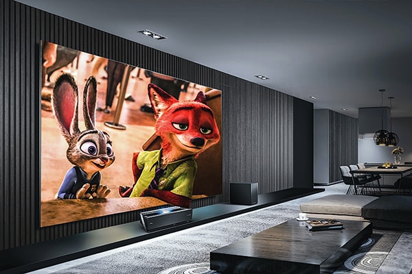 Movie theatre screen in lounge